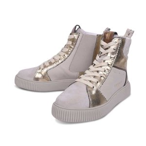 CRICKIT Damen Sneaker Nima – Stylischer High-Top Sneaker in Offwhite mit Platin- und Gold-Details 40