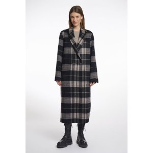 Rino & Pelle Damen Mantel Adria 7002511 – Karomuster in Schwarz und Beige