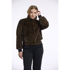 Rino & Pelle Damen Jacke Ambra 7012511 – Kunstfelljacke im Leo-Print 42
