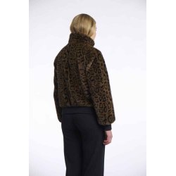 Rino & Pelle Damen Jacke Ambra 7012511 – Kunstfelljacke im Leo-Print 42
