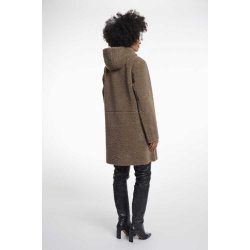 Rino & Pelle Damen Mantel Alina.7002511 – Teddyfell-Mantel mit Kapuze in Toffee