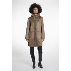 Rino & Pelle Damen Mantel Alina.7002511 – Teddyfell-Mantel mit Kapuze in Toffee