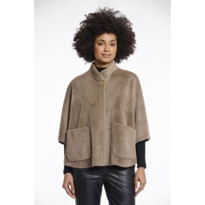 Rino & Pelle Damen Cape Dewi.7002511 – Kunstfell-Cape in Toffee 44