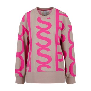 SPORTALM Damen Sweatshirt 400161-1106 – Rundhals-Sweater in Beige mit pinkem Print 38