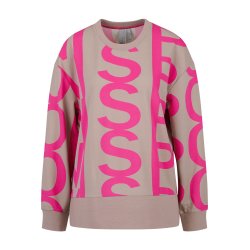 SPORTALM Damen Sweatshirt 400161-1106 – Rundhals-Sweater in Beige mit pinkem Print 38