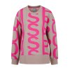SPORTALM Damen Sweatshirt 400161-1106 – Rundhals-Sweater in Beige mit pinkem Print 38