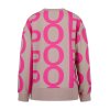 SPORTALM Damen Sweatshirt 400161-1106 – Rundhals-Sweater in Beige mit pinkem Print 38