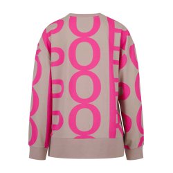 SPORTALM Damen Sweatshirt 400161-1106 – Rundhals-Sweater in Beige mit pinkem Print 42