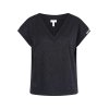SPORTALM Damen T-Shirt 250236-5900 – Schwarzes Glitzer-Shirt mit V-Ausschnitt 38