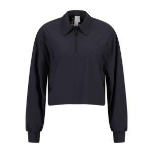 SPORTALM Damen Bluse 500179-5900 – Halbzip-Bluse in Schwarz mit Stehkragen 36