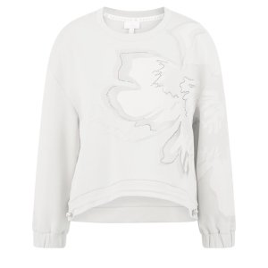 SPORTALM Damen Sweatshirt 400158-0003 – Weißes Sweatshirt mit floralem Design und Tunnelzug