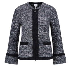 SPORTALM Damen Strickjacke 450175-5900 – Tweed-Jacke in Schwarz-Weiß mit Kontrastdetails 42