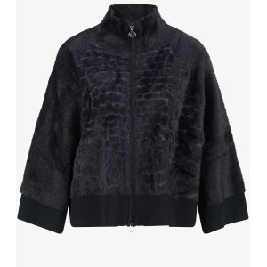 SPORTALM Damen Strickjacke 450181-5900 – Flauschige Zip-Jacke in Schwarz mit Stehkragen