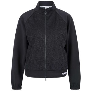 SPORTALM Damen Sweatjacke 400155-5900 – Schwarze Zip-Jacke mit Glitzereffekt und Stehkragen 40