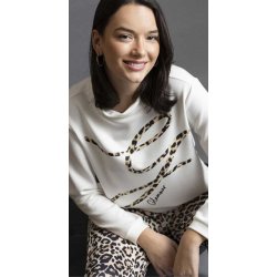 SANI BLU Damen Sweatshirt 8056 – Ecru mit Animal-Print