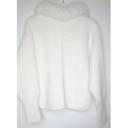 PHO Firenze Damen Jacke 4324018 – Elegante Strickjacke mit Fell-Details L