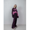 YIPPIE HIPPIE Damen Sweatshirt W50-518 – Violett mit Oversized-Schnitt und pinkem Statement-Print L