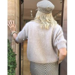 PHO Firenze Damen Strickjacke 4324045 – Edler Cardigan mit Perlen-Details M