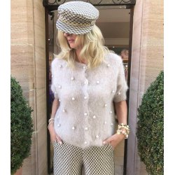 PHO Firenze Damen Strickjacke 4324045 – Edler Cardigan mit Perlen-Details L