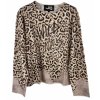 YIPPIE HIPPIE Damen Pullover W50-402 – Animal-Print in Beige/Braun mit Statement „WILD ONES“