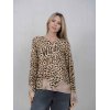 YIPPIE HIPPIE Damen Pullover W50-402 – Animal-Print in Beige/Braun mit Statement „WILD ONES“