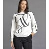 SANI BLU Damen Pullover 8053 – Strickpullover mit großem Letter-Print in Ecru