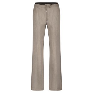 RED BUTTON Damen Hose Punta SRB4772 – Elegante Wide Leg Hose in Warm Taupe mit Nadelstreifen