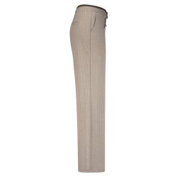 RED BUTTON Damen Hose Punta SRB4772 – Elegante Wide Leg Hose in Warm Taupe mit Nadelstreifen