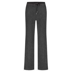 RED BUTTON Damen Hose Punta SRB4722 – Elegante Wide Leg Hose in Schwarz mit Nadelstreifen 42