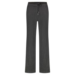 RED BUTTON Damen Hose Punta SRB4722 – Elegante Wide Leg Hose in Schwarz mit Nadelstreifen 42