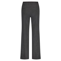 RED BUTTON Damen Hose Punta SRB4722 – Elegante Wide Leg Hose in Schwarz mit Nadelstreifen 42