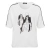 TUZZI Damen Shirt 422455-557 – Weißes Shirt mit Fashion-Print und Kontrastdetails 36