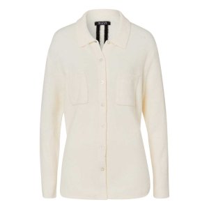 TUZZI Damen Strickjacke 422055-000 – Elegante Hemdjacke in Ecru mit Taschen 36