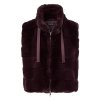 TUZZI Damen Weste 455850-000 – Violett, Fake Fur, Stehkragen mit Kordeln