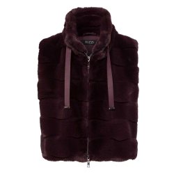 TUZZI Damen Weste 455850-000 – Violett, Fake Fur, Stehkragen mit Kordeln 42