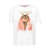 FRIEDA & FREDDIES Damen T-Shirt 5220-10 – Weiß mit Cat-Print und goldener Schrift „BAD BITCH“ 44