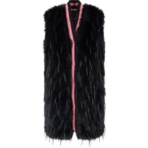 SPORTALM Damen Plüschweste 200064-5900 – Schwarz mit pinken Kontraststreifen, V-Ausschnitt, stylisch & weich