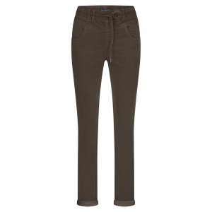 RED BUTTON Damen Hose Tessy SRB4655 – Bequeme Slim Fit Hose in Mud mit Tunnelzug 42