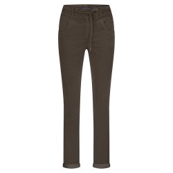 RED BUTTON Damen Hose Tessy SRB4655 – Bequeme Slim Fit Hose in Mud mit Tunnelzug 42