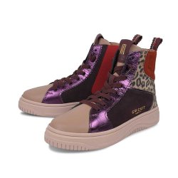 CRICKIT Damen High-Top Sneaker Sole – Leo-Print in Lila mit Metallic-Details und robuster Plateausohle 39