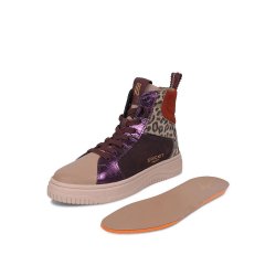 CRICKIT Damen High-Top Sneaker Sole – Leo-Print in Lila mit Metallic-Details und robuster Plateausohle 39
