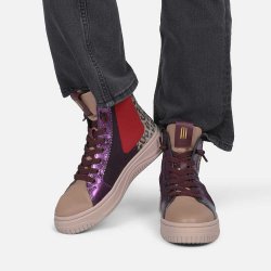 CRICKIT Damen High-Top Sneaker Sole – Leo-Print in Lila mit Metallic-Details und robuster Plateausohle 39