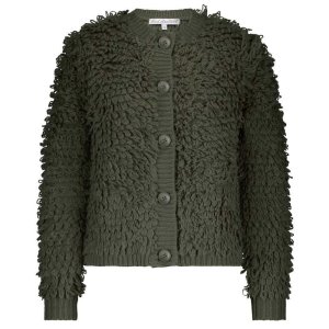 RED BUTTON Damen Strickjacke SRB4669 – Struktur-Cardigan in Khaki M