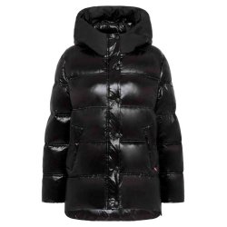 FRIEDA & FREDDIES Damen Thermolite Steppjacke 5713 – Black mit Kapuze und Druckknöpfen 42
