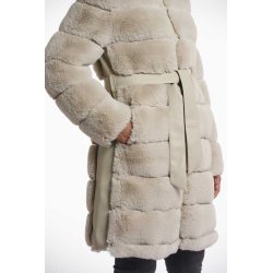 Rino & Pelle Damen Mantel Bridget 7002512 – Kunstfellmantel in Birch mit Bindegürtel