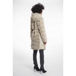 Rino & Pelle Damen Mantel Bridget 7002512 – Kunstfellmantel in Birch mit Bindegürtel