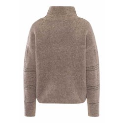 TUZZI Damen Strickpullover 42505000 – Karomuster, Farbe Truffle, hoher Kragen 42