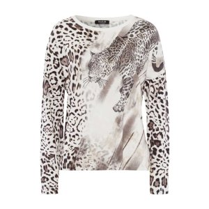 TUZZI Damen Shirt 425452580 – Weiß mit Leopardenmotiv & Leoprint