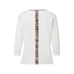 TUZZI Shirt 425458000 – Damen Shirt mit Animal-Print & Strass, Weiß 36