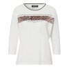 TUZZI Shirt 425458000 – Damen Shirt mit Animal-Print & Strass, Weiß 36